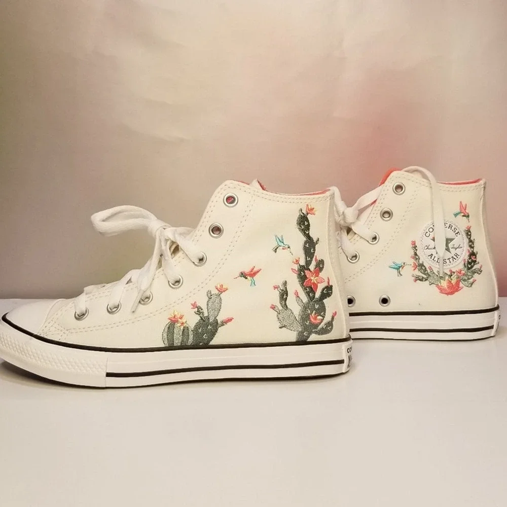 Converse CTAS Canvas Succulent Embroidery Hi Top Sneakers Size 5 NWT